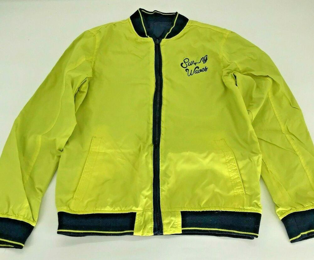 Boys Jacket Fall Surfing Waves Full Zip Yellow Black